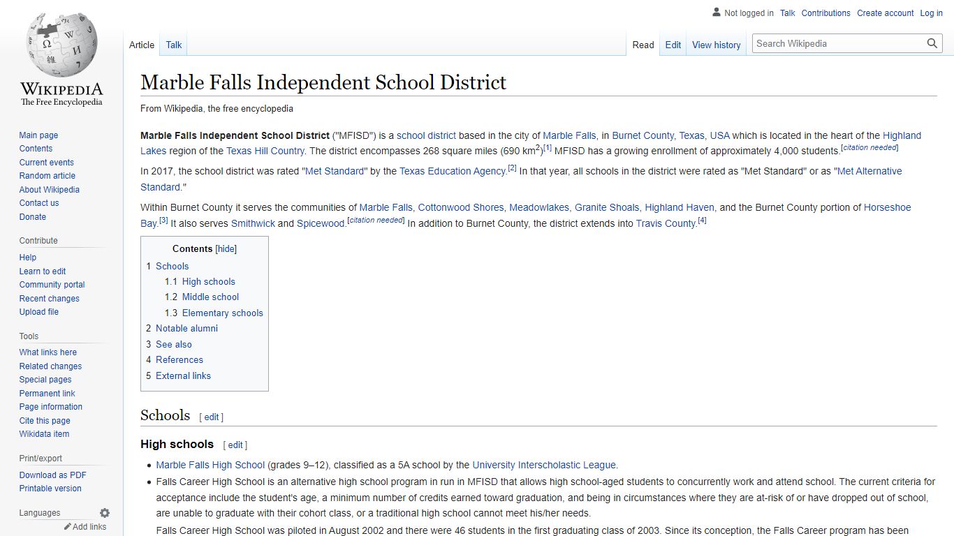 Marble Falls Independent School District - Wikipedia